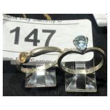 2 Sterling Rings w/ Stones   sz 9.25 & 8