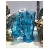 6 Blue Glass Hot Chocolate Mugs