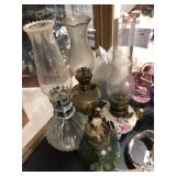 4 Small Vintage Oil Lamps 1 Missing Chimney