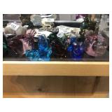 2 Glass Candle Holder Birds & 9 Small Glass Birds