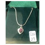 925 Silver Necklace W/ Amythest Stone