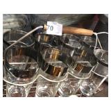 Vtg Set of 8 Silver Rim Glasses W/ Caddy