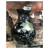 Abalone Inlaid Enamel Metal  Vase, Has a dent