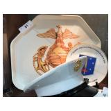 Large Serving Tray w/ US Marine Emblem,  Plate &