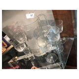 Vtg Glass Set Pitcher & Glasses W/Etched Ships