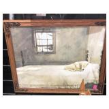 Framed Sleeping Dog on Bed