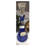Crystal Blue Cobalt Cut to Clear Decanter