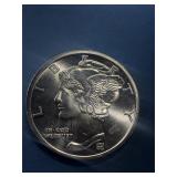 .999 1 oz Silver , Mercury Dime Motif