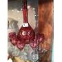 Vintage Cranberry Glass Decanter w/ 5 Glasses