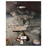 Vintage Condiment Set on Silver Plate Stand w/ 4