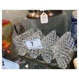 4 Cut Crystal Nut Dishes on Metal Stand