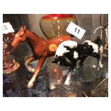 3 Small Ceramic Horses w/ Labels - Lefton &