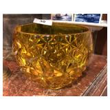 Cut  Amber Glass Bowl