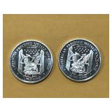 2 -.999 1/2oz Silver Rounds - Eagle & Shield
