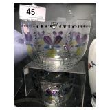 2 Orrefors Sweden 2 8 Sided Bowls w/ Painted