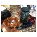 Glass Bowl, Shoe, & Vase Plus Easter Island Face