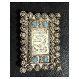 Vintage Metal Pin w/ Blue Stones