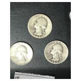 3 Silver Quarters - 1943, 1943 S, 1964D