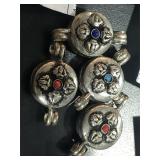 4 Silver Toned Large Disc w/ Stones