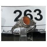 Sterling Ring w/Orange Stone sz 6