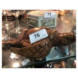 Wood Carved Sea Turtle w/ Hawaii