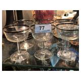 6 Silver Edged Glass Flutes