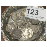 10 Buffalo Nickels     Dish Not Included