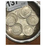 10 Good Liberty "V" Nickels      Dish Not Included