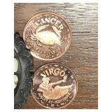2 .999 1 oz Copper Rounds - Virgo & Cancer