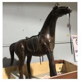 Large Leather Covered Horse  w/ Broke Leg