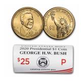 One Mint Roll  $1 2020 George W. H. Bush Coins
