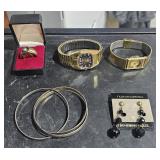 Ring w/ 14k GP w/ Diamond, Bohemiam Glass Earrings