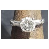 10% IR  Iridium Ring w/ CZ Ring  sz 5.75 w/ Box