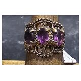 14kt GE Ring w/ 3 Purple Stone sz 6