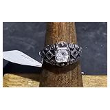 14kt GE Ring w/ Clear Stones sz 4