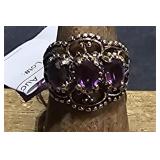 14kt GE Ring w/ 3 Purple Stone sz 8