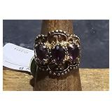 14kt GE Ring w/ 3 Purple Stone sz 6