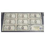 (8) 1 Peso The Japanese Government Notes & 1