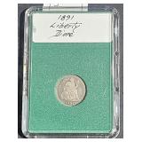 1891 Liberty Silver Dime