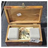 Small Wood Chest w/ Christmas Pins & Clip on