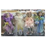 (4) Danbury Mint Porcelain Fairy Dolls on Stands
