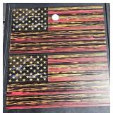 (2) Large Wood Flag Token/Coin Holder  15 1/2" W x