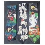 3 Cartoon Character Ties - 1001 Dalmatians, Looney