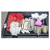 5 Pony Tail Clips & 4 White Hair Clips, Flower