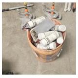 BUCKET OF MISC HARDWARE & AWNING PAINT