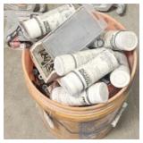BUCKET OF MISC HARDWARE & AWNING PAINT