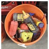 BUCKET OF MISC TOOLS & STRING CHALK