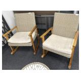 2 RATTAN CHAIRS WITH CUSHIONS