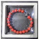 Red Beads & Black Cross Stretch Bracelet