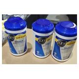 Hand sanitizing wipes three container